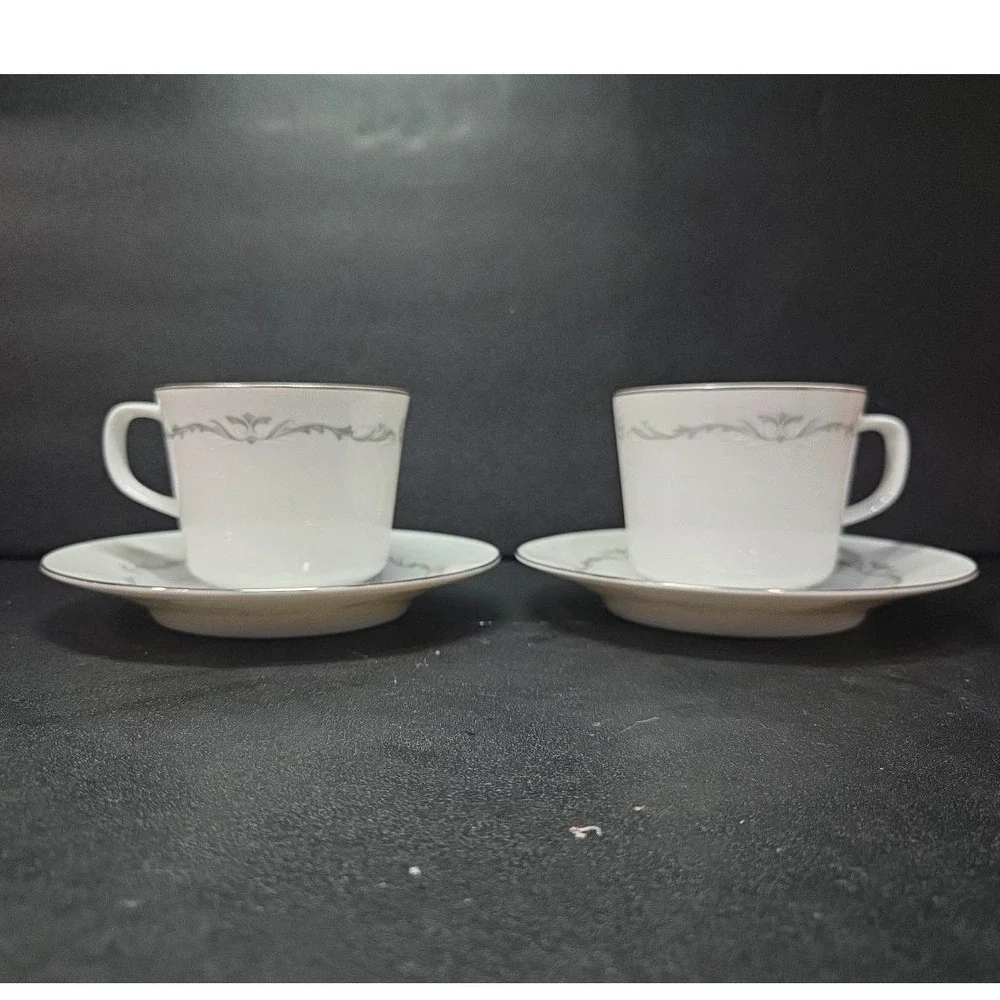 Signature Collection Petite Bouquet Cup & Saucers #114, Set of 2, Vtg Fine China